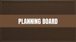 Text that says Planning Board with a bulletin board in the background