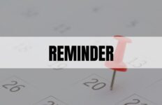 Text that says Reminder on top of a white rectangle with calendar in the background