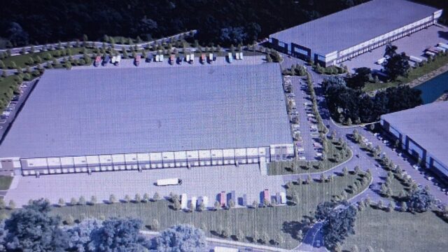 Buford Creek Business Center will include three buildings totaling 686,400 square feet. (Rendering courtesy Trammell Crow Co.)