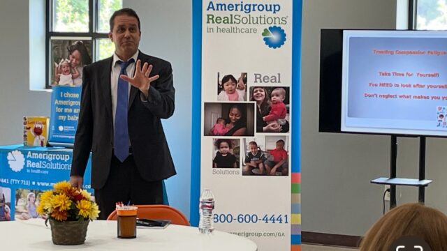 The event brought together local foster parents for a conversation on the emotional toll of caregiving, specifically secondary traumatic stress, compassion fatigue, and how to build stronger support
systems for foster families. (Pictured: Dr. DeGarmo)