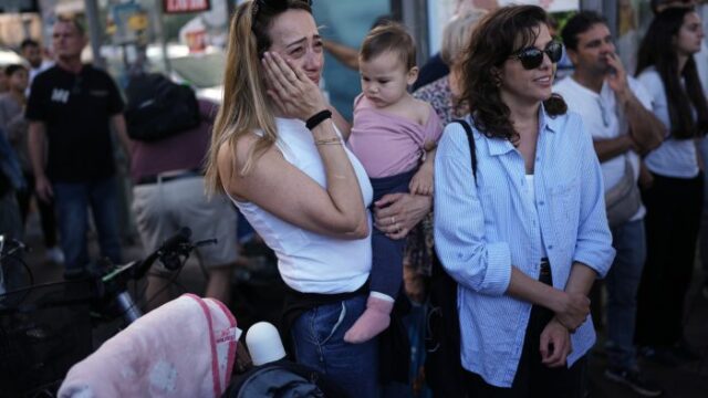 In Lavon, Israel, relatives of hostages await their return Monday. (SRN NEWS/AP photo)
