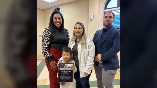 Ethan with L-R his mom, deputies Dimas and Garrison.(HCSO photo)
