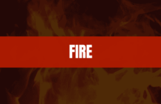 Text that says fire on a red rectangle with fire in the background.