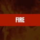 Text that says fire on a red rectangle with fire in the background.