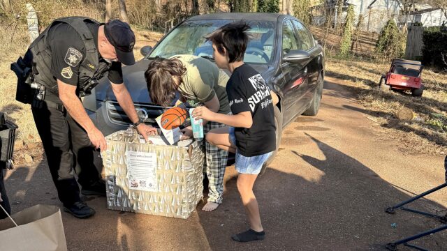 Hall County sheriff's deputies delivered toys and other items Christmas morning to three families in need. (HCSO photo)