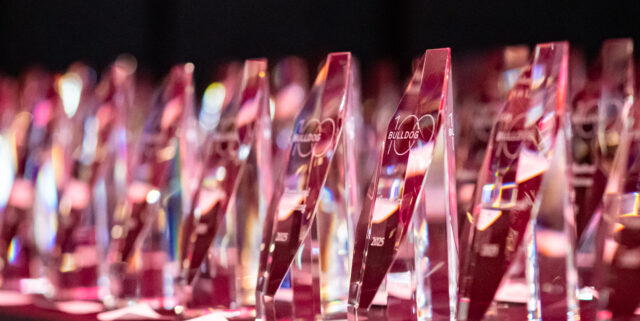 UGA Bulldog 100 trophies (UGA picture)