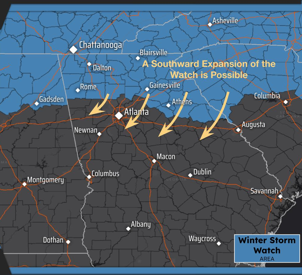 UPDATE #1 - Winter Storm Watch area expanded; other states also in the ...