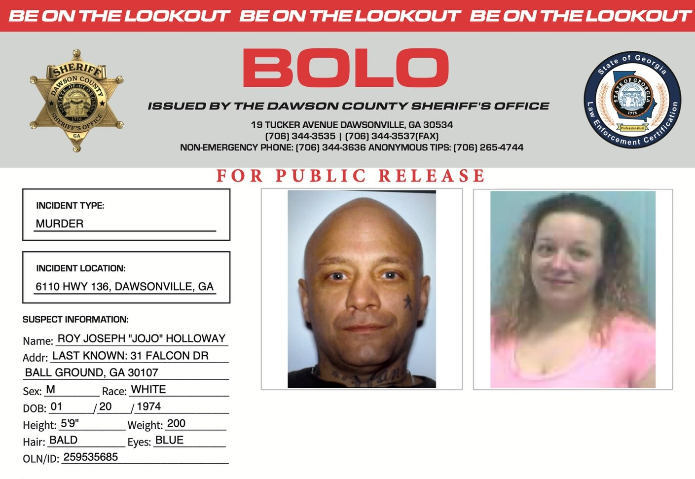 Murder suspect on the run