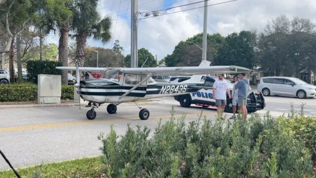 The plane was moved to a side road.  (John Shainman photo via WPTV)