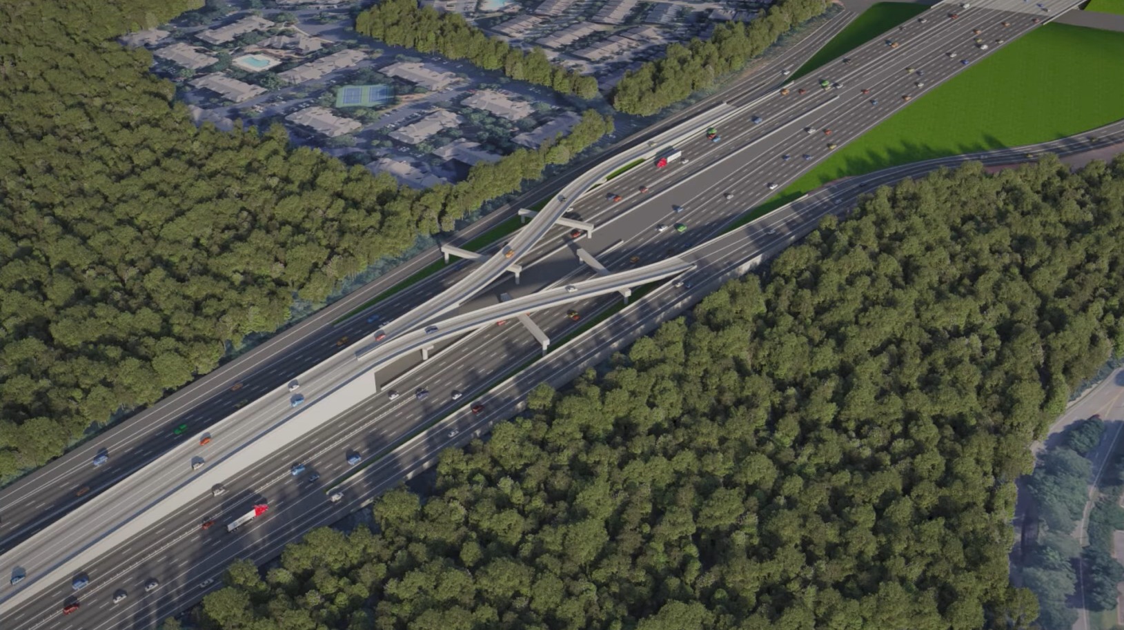 Actual construction of the Express Lanes on Ga. 400 in Forsyth Co