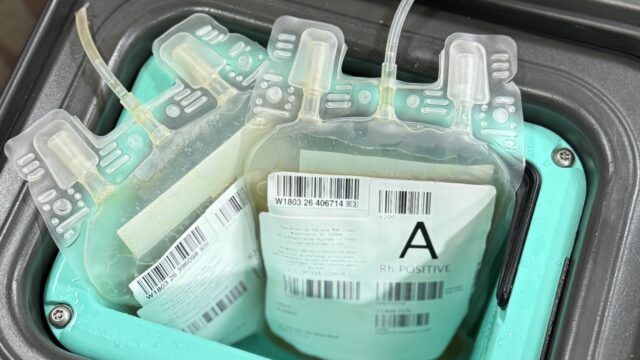  Blood products inside of the temperature-controlled coolers.  (HCFR photo)