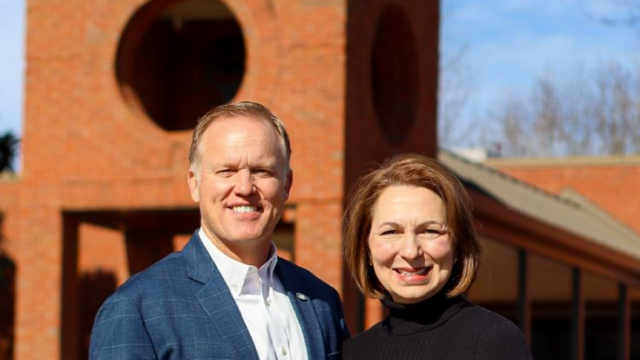 Doig with Lakeview Head of School John Simpson (Lakeview Academy photo)