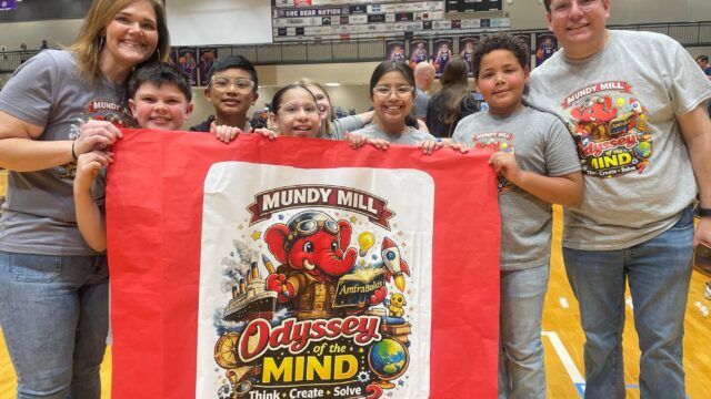 Mundy Mill Academy. The Team: Lila, Ashton, Areli, Zoee, James, Emanuel, and Evie
 and coaches: Alan Remes and Melinda Holtzclaw (GCSS photo)