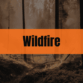 Graphic with the text "Wildfire" on an orange rectangle over a wildfire background.