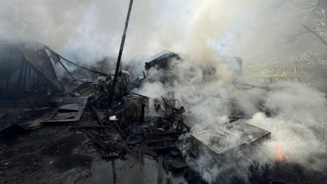 This was the second mobile home in Hall County destroyed by fire Monday.  (HCFR photo)