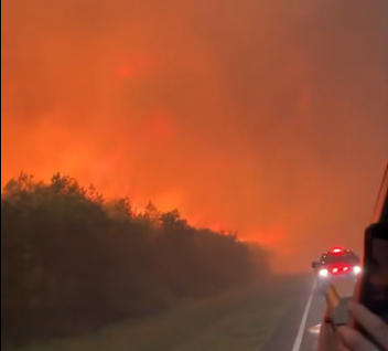 Photo provided by White Co. Fire Dept. crew from the area where they have joined the efforts to control one of the fires.