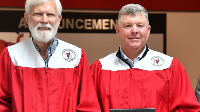 Dr. Robert Bruner, L, Bryson Worley (Gainesville City School System photo)