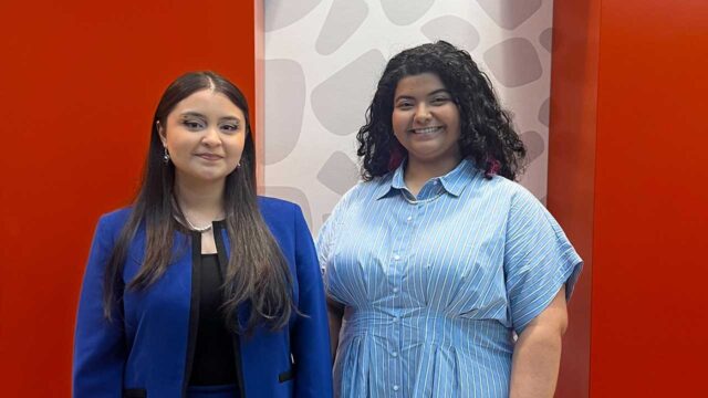 UNG student Alexandra Soto, right, finished in second place in the virtual Georgia Interstate Oratorical Association competition. With Stephania Ortez, lecturer of communication and director of forensics at UNG..
(UNG photo)