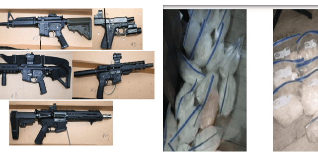 Firearms and meth seized from Serda’s Jefferson home. (Dept. of Justice photo)