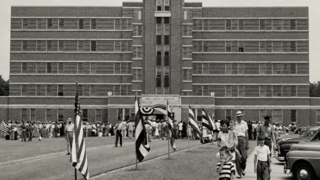 Hall County Hospital was dedicated on Aug. 1, 1951, welcoming community members to see the new 90-bed facility. One month later, it officially opened on Sept. 1. (NGHS photo)