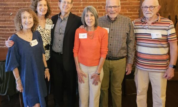Founders of Shalom b’Harim who participated in the recent 25th Anniversary Celebration
included (from left) Charlotte Janis, Julie and Steve Leibel, Leslie and Elliott Brass, and Sid Davis.  (shalombharim.org photo)