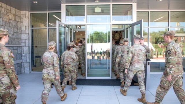 UNG cadets enter the new building. (UNG photo)