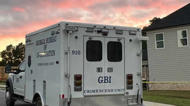 GBI crime scene vehicle parked in Buford subdivision where murder suspect was caught.  (GBI)